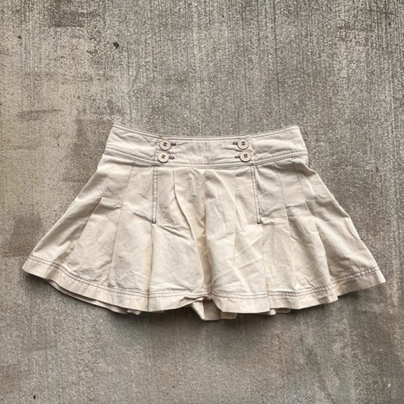 2000s Khaki Pleated Mini Skirt - Picture 1 of 2